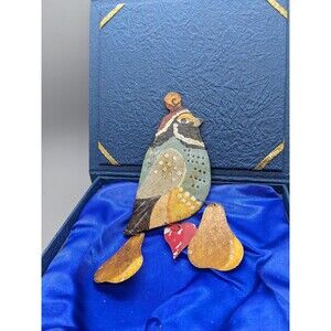 Folk Art Primitive Metal Partridge in Pear Tree 12 Days of Christmas Ornament